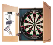 Unicorn Striker Home Dart Board Centre Cabinet & Board with 2 sets of Darts