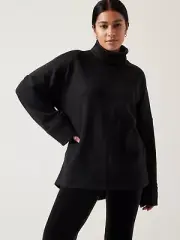ATHLETA NWT $129 Black Cozy Karma Funnel Neck Oversized Sweatshirt M