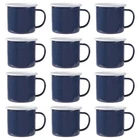 12x Coloured Enamel Mugs Steel Outdoor Camping Tea Coffee Cup 375ml Navy