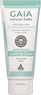 GAIA Natural Baby Soothing Cream | organic Calendula | organic Shea Butter | organic Chamomile | Petrochemical Free | Perfume Free | Paraben Free | Nappy rash | Dribble rash | Australian Made | 100mL