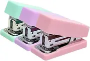 Angoily 3Pcs Staplers Portable Hand Stapler Macaron Colors Cherry Blossom for Office Use Smooth Internal Track for Easy Stapling