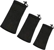 [EFGTEK] 3pcs Small Mesh Bags Drawstring,Nylon Drawstring Storage Pouches String Bags for Power Bank,Cosmetic,Jewelry,Keys Black