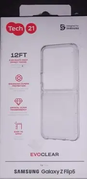 NEW OEM Tech21 EVO CLEAR Case for Samsung Galaxy Z5 Flip Z Flip5 in Retail Pkg