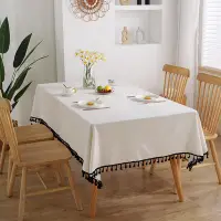 在飛比找Yahoo!奇摩拍賣優惠-西餐廳裝飾布藝 北歐簡約風桌布台布 麻本色特白純色棉麻桌布