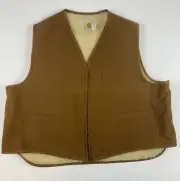 Vintage Carhartt Vest Sherpa Lined Duck Brown Zip Front 4XL Union Made in USA