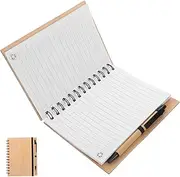 TOVINANNA Stylish Bamboo Diary Notebook Spiral Bound Planner Notepad for Students Professionals Note Supplies