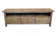 MF Parquetry Recycled Elm Timber 3 Drawer TV Unit