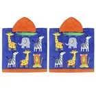 2x Onkaparinga Kids 60x120cm Absorbent Hooded Beach/Bath/Swimming Towel Animals