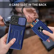 case For Moto Edge G60 Slide Camera Lens Protection and Built in 360 Rotatable Ring Holder - Blue