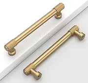 Coinkoly 10 Pack 5"(128mm) Champagne Bronze Cabinet Pulls Knurled Kitchen Cabinet Handles Champagne Gold Drawer Pulls Cupboard Hardware for Cabinets CK0028
