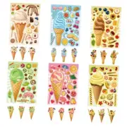 24 Sheets Ice Cream Stickers, Make-a-face Stickers for Kids Toddlers, Make