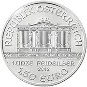 2012 1.50 Euro Austrian Philharmonic 1 oz .999 FINE SILVER COIN - ANACS- MS70