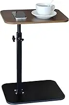 ONEIN C Shaped Side Table for Sofa Couch Bed, Adjustable Small End Table for Living Room Bedroom Bathtub, Wooden & Stable, 360 Degree Rotating