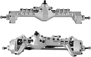 Car Front Rear Axle Set Upgrade Parts for Ax&ial SCX10 III AXI03007 1/10 RC Crawler Car Upgrades Parts Metal Integrated Portal Axle Bridge Shaft Complete Set(Silver)