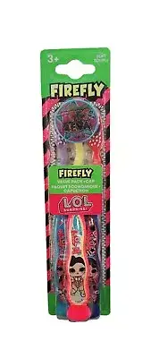 Firefly L.O.L. Surprise 3 Pack Soft Toothbrushes w/ Suction Cup Bottom & Cap NEW