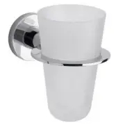 Franz Viegener Neria Glass Tumbler & Brass Holder, Wall-Mount, Polished Chrome