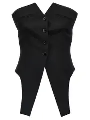 [Alexander Wang] Alexander Wang-Deconstructed Vest Gilet Nero-Donna 6 Black