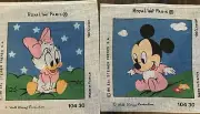 RARE: Vintage Tapestry Canvas Duo Baby Mickey & Baby Daisy Duck