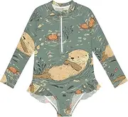 [Joitme] Otters Crab Rashguard Swimsuit, Long Sleeve Bathing Suit 3