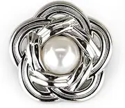 Craftisum 20 pcs Faux Pearl Core Silver Electroplated Openwork Metal Weaving Flower Sewing Shank Buttons for Clothing - 20mm - 13/16''