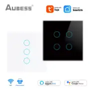 Tuya WiFi Smart Light Switch With Neutral Wire 1 2 3 4 Gang Touch Sensor Smart W