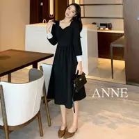 在飛比找蝦皮商城優惠-ANNE｜法式復古連身裙 收腰洋裝 短袖洋裝【AD10135