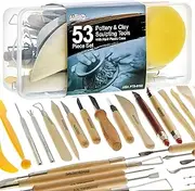 53 Piece Pottery & Clay Sculpting Tool Set with Hard Plastic Storage Box