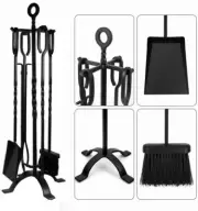 Amagabeli 5 Pieces Fireplace Tools Set Indoor Wrought Iron Fire Set Fire Place
