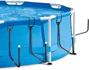 4Pcs Solar Pool Cover Holder, Adjustable Pool Storage Hooks Keep Pool Cover/Blankets Off The Ground, U-Shaped Iron Tube Set for Framed Above-Ground Swimming Pools(Black)