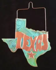 TEXAS STATE SHAPE Copper Verdigris Christmas Ornament Handcrafted AZ Southwest