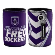 AFL Stubby Can Cooler with Bottle Opener - Fremantle Dockers - Rubber Base