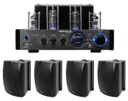 Rockville BluTube LED Tube Amplifier Home Bluetooth Receiver+(4) 6.5" Speakers