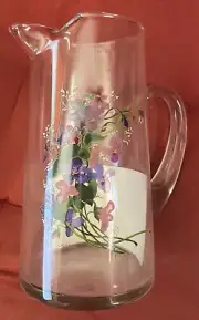 Avon - WILD VIOLETS COLLECTION - CRYSTAL PAINTED PITCHER - J WALSH w/ insert NEW