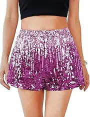 [MANER] Women's Sequin Shorts Sparkly Stretchy Night Out Party High Waisted Shorts
