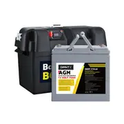 Giantz 12V 75Ah AGM Deep Cycle Battery with Battery Box, Max 1400 Cycles