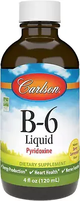 Carlson B-6 Liquid, Vitamin B-6 Energy Production 120 Ml (4 Fl Oz)