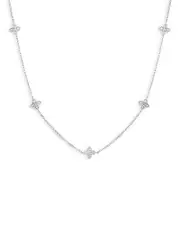 Roberto Coin 18K White Gold Verona Love by the Inch Diamond Flower Station Collar Necklace, 17
