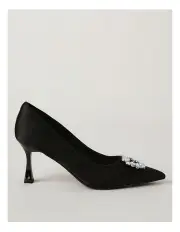 [Collection] Blanche Heeled Shoe in Black Satin