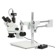 Amscope 3.5X-45X Simul-Focal Boom Stereo Zoom Microscope+10MP Camera +Ring Light