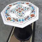 Inlay Marble Coffee Table Top for Living Room | Elegant White Marble Surface Art