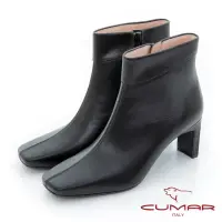 在飛比找momo購物網優惠-【CUMAR】簡約方頭粗跟短靴(黑色)