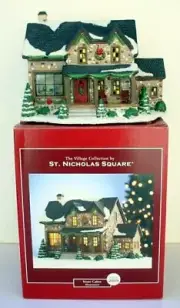 NEW St Nicholas Square Christmas Village Stone Cabin in Original Box Retired