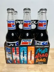 1992-93 Shaq Attaq Paq 6 Pack Pepsi Bottles w/ Carrier Extremely Rare See Detail