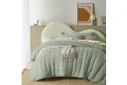 Vintage Design Homewares 3 Piece Hugo Cotton Gauze Quilted Comforter Set Sage Queen