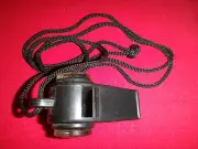 New Black Plastic Whistle With Compass, Thermometer and Lanyard