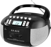 CD and Cassette Player Combo, Boombox Portable with AM/FM Black
