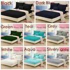 Solid Color Bedding Fitted Sheet Mattress Protector Pillowcases Queen King Size