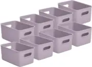 Superio 5L Small Ribbed Storage Bin- Plastic Storage Bin (8 Pack, Lilac)