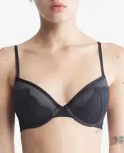 Calvin Klein Graphic Lace Customized Lift Demi Bra Black Size 34C 1013