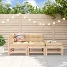 3 PCS Garden Lounge Set Modular Design Wooden Outdoor Furniture With Cushions